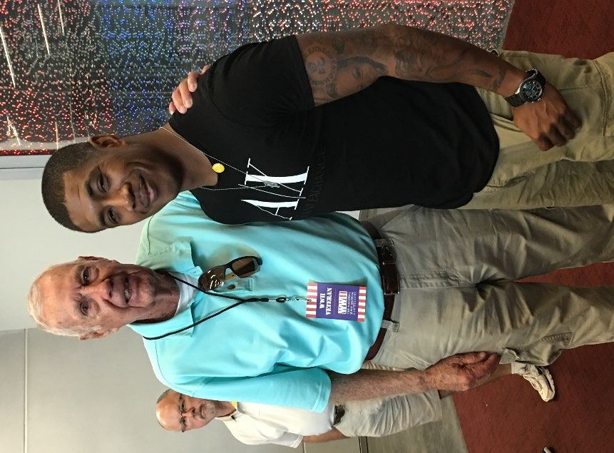 Jason meeting a World War II veteran.
